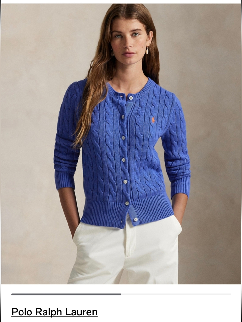 Polo by Ralph Lauren Maidstone Blue Cable-Knit Cardigan
